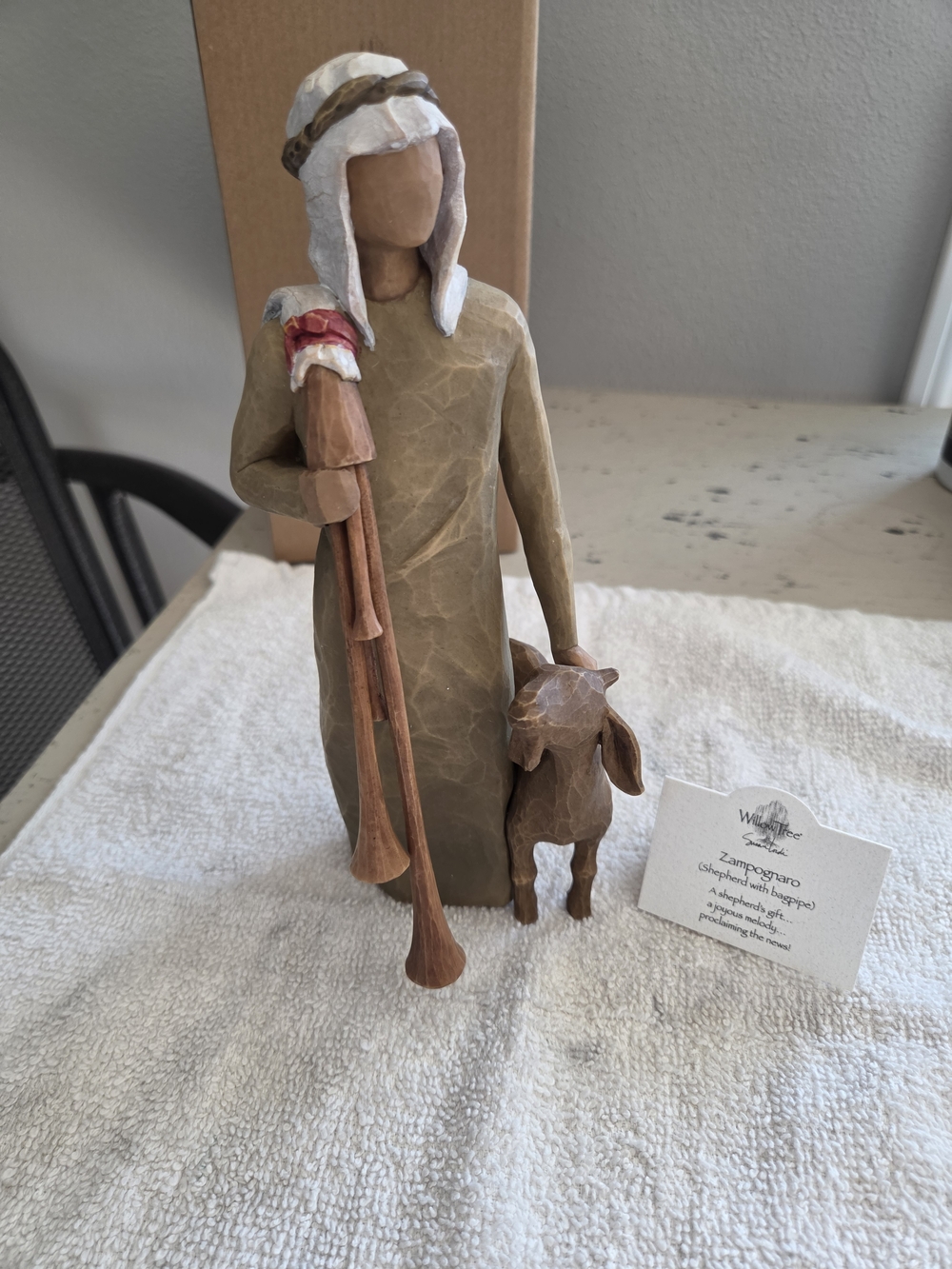 Willow Tree Shepherd Figurine - Tan and White Home Art